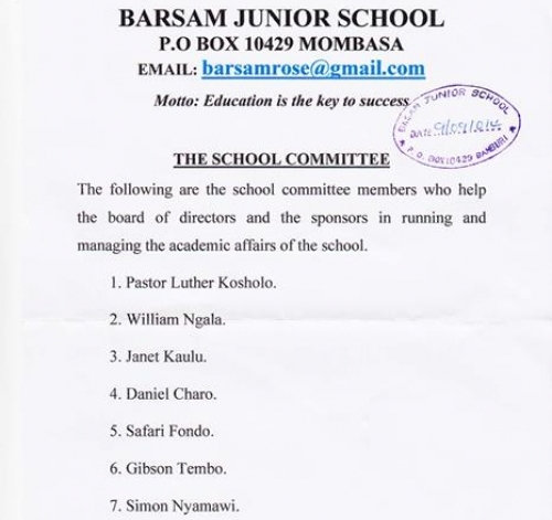 Neues Schulkomitee unserer Patenschule in Kenia